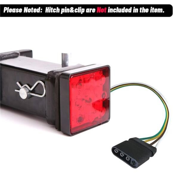 Red Lens Trailer Hitch Cover with 12 LED Brake Light Fit 2" Receiver - Picture 3 of 8